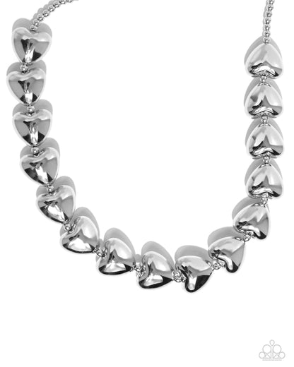 Hello Heartstrings - silver - Paparazzi necklace