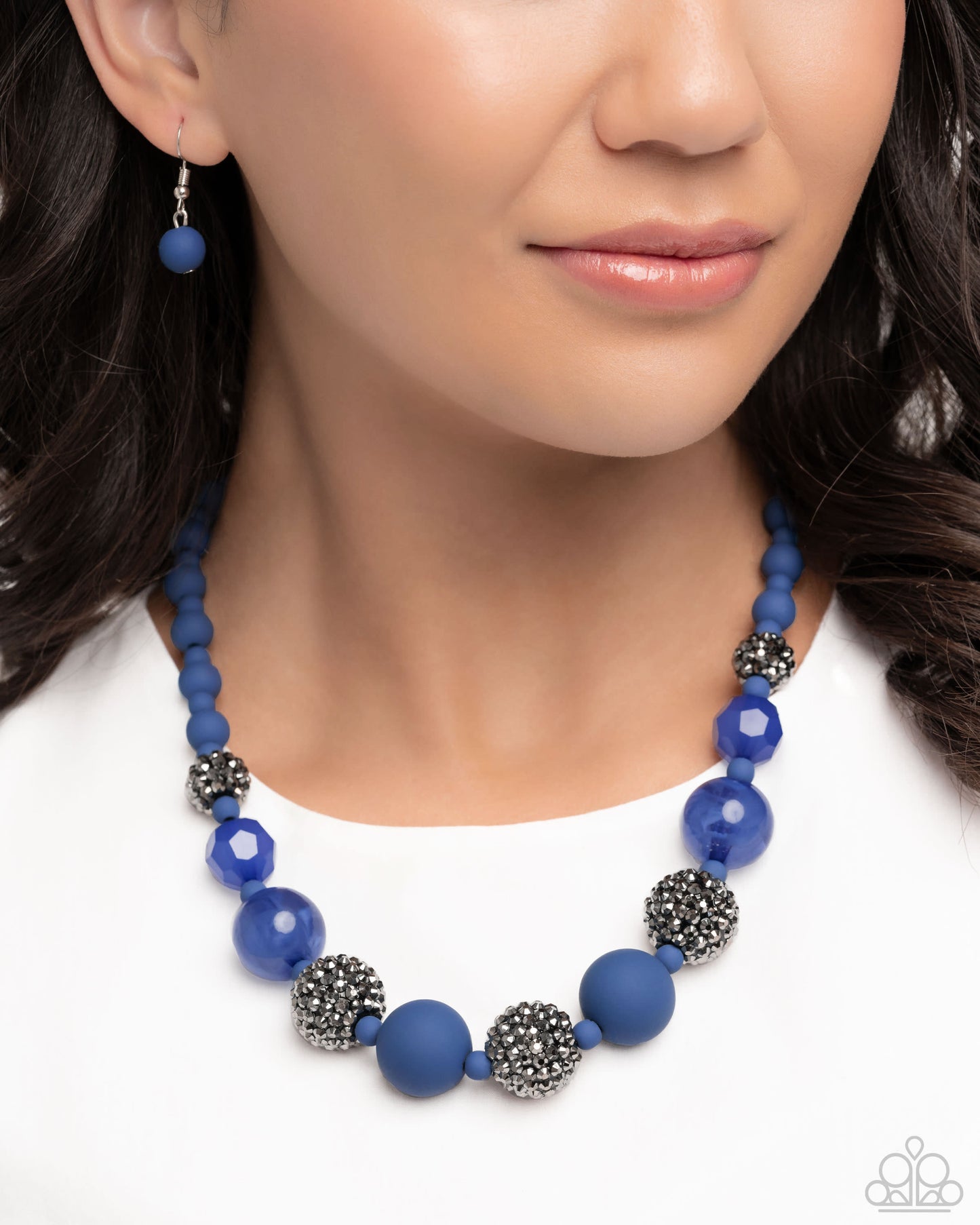 Hematite Haute - blue - Paparazzi necklace
