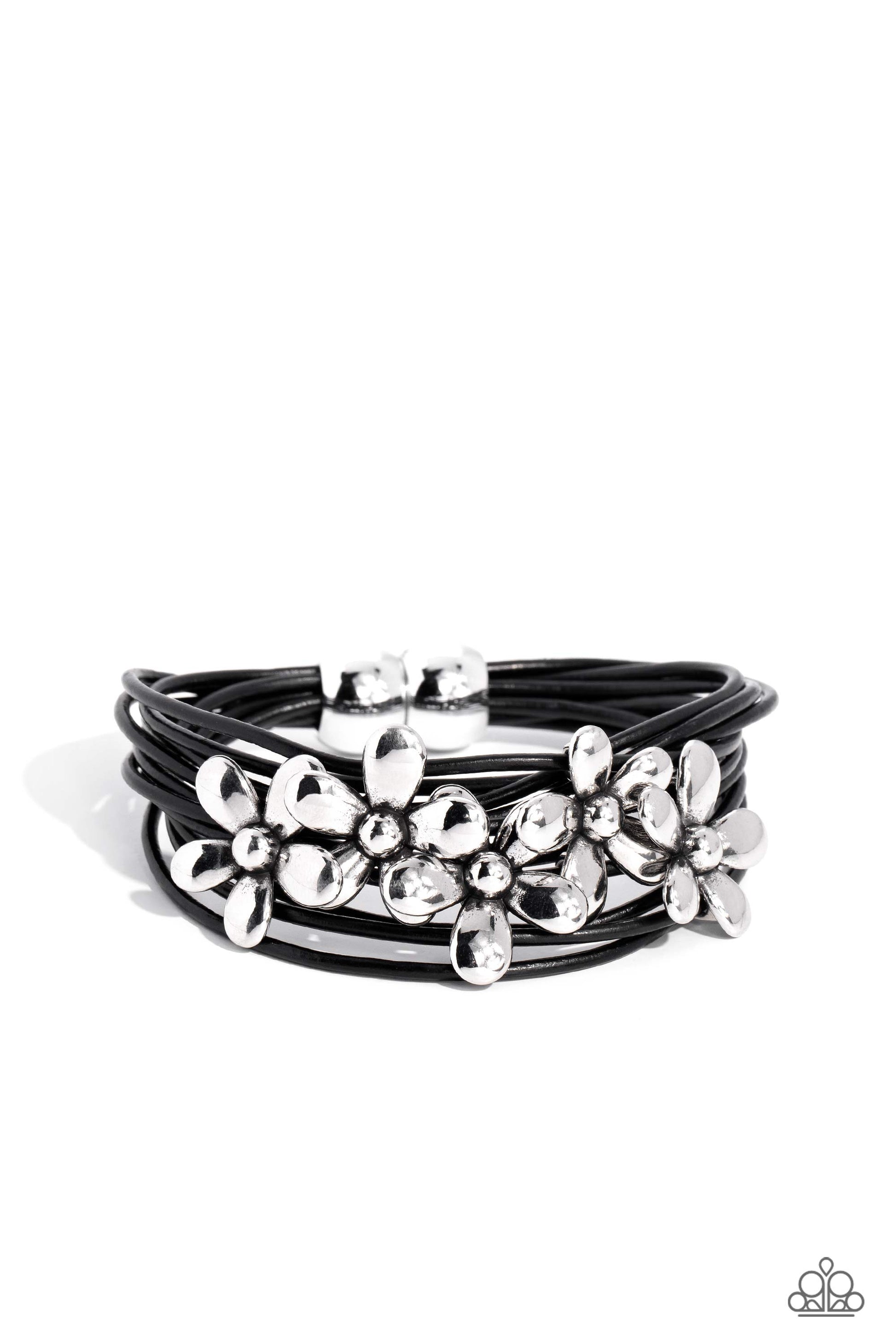Here Comes the BLOOM - black - Paparazzi bracelet