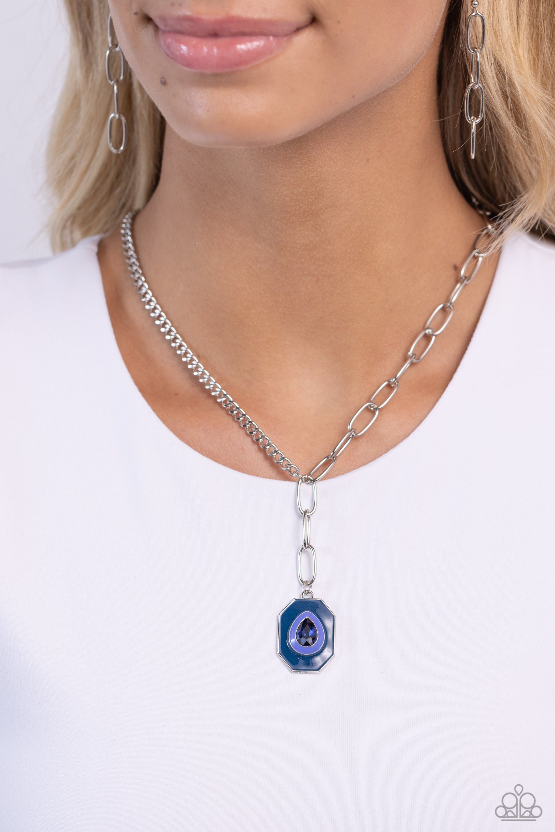  Hexagonal Hallmark - blue - Paparazzi necklace