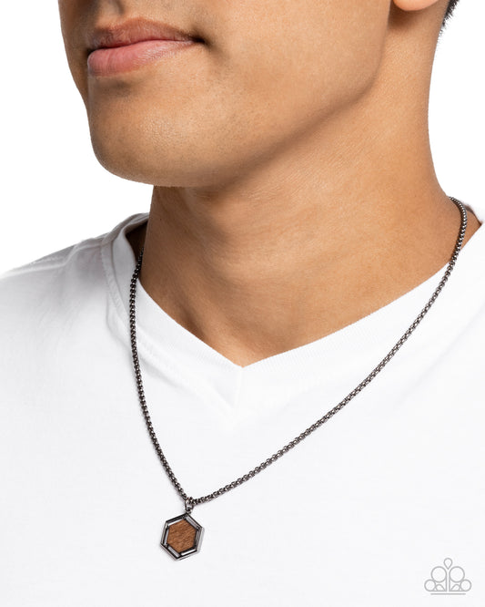Hexagonal Hangout - black - Paparazzi MENS necklace