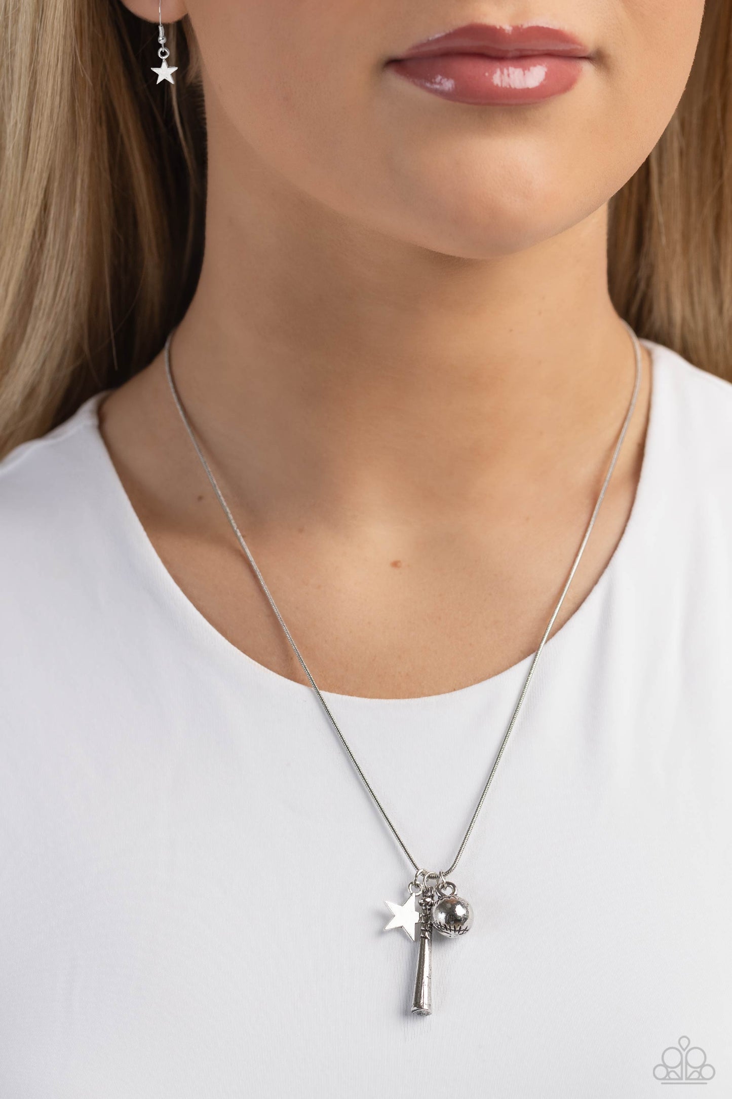 Hey Batter Batter! - silver - Paparazzi necklace