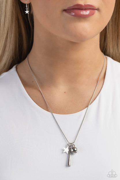 Hey Batter Batter! - silver - Paparazzi necklace