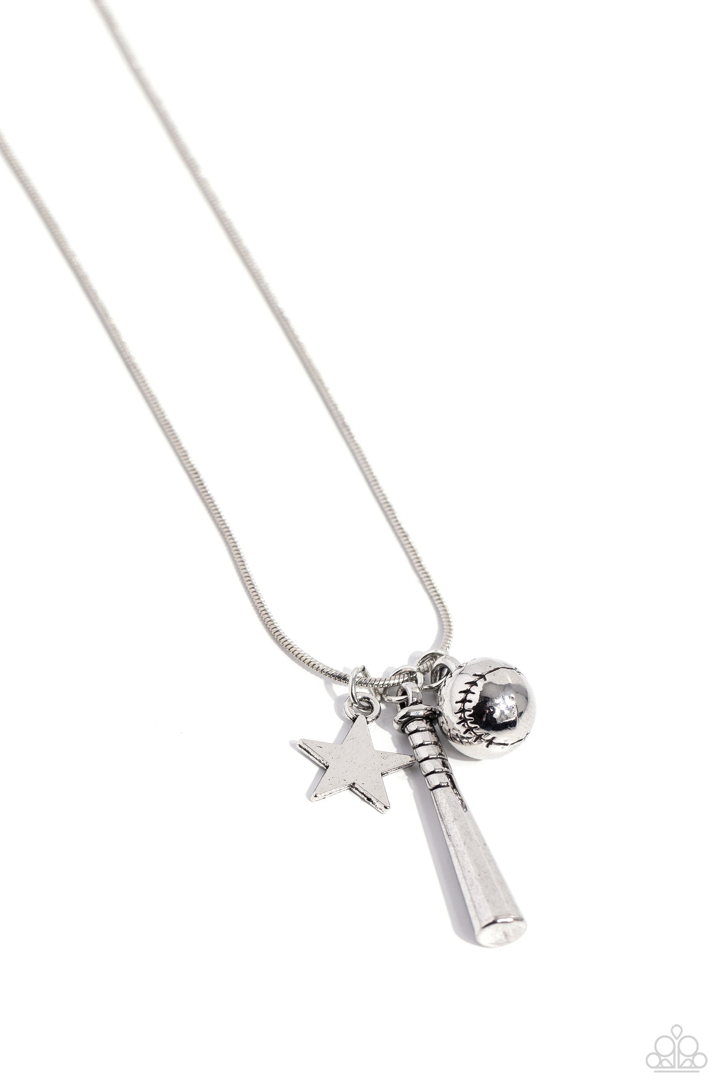 Hey Batter Batter! - silver - Paparazzi necklace