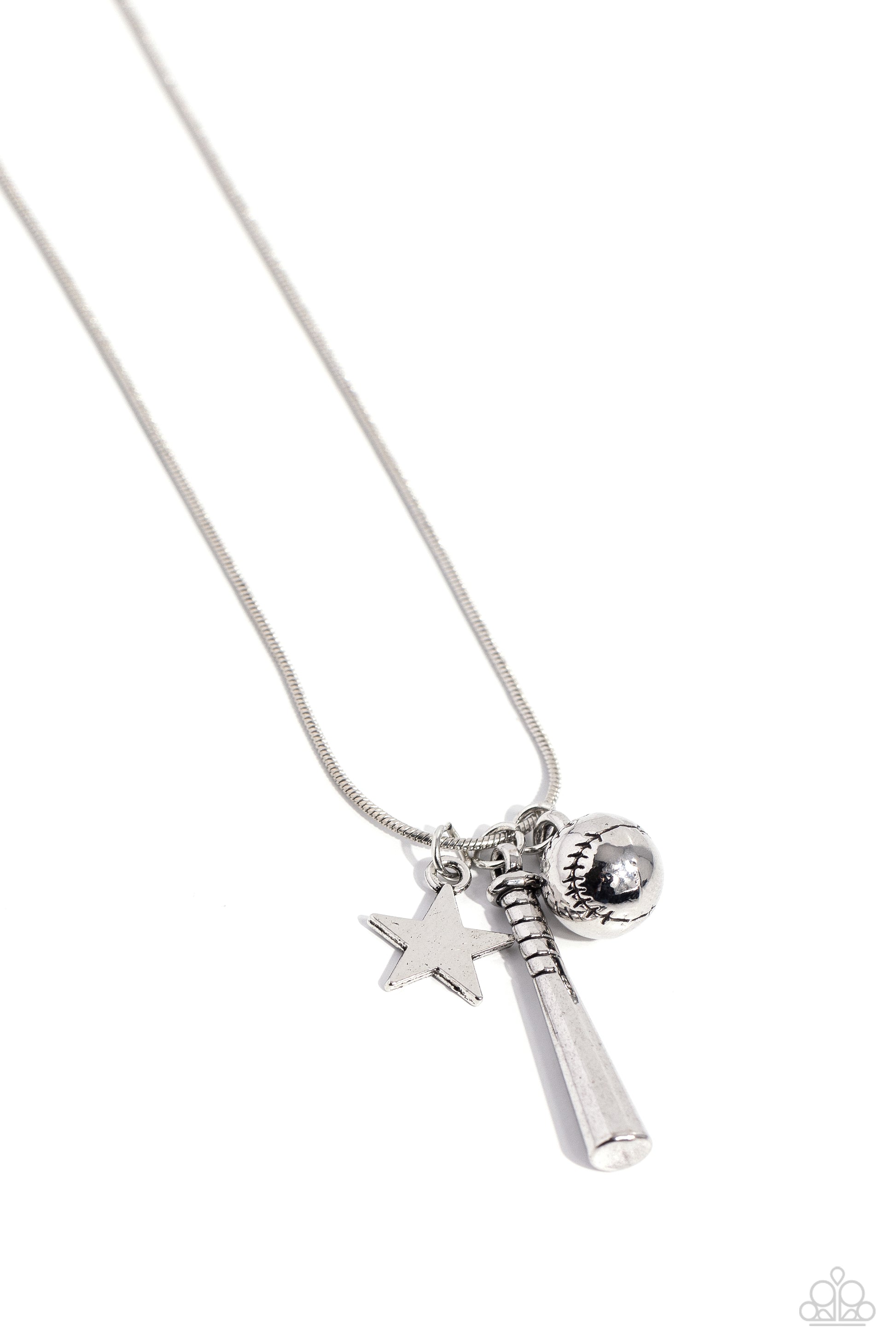 Hey Batter Batter! - silver - Paparazzi necklace