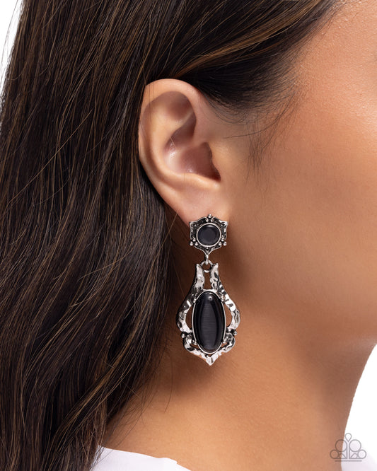 High-End Reservation - black - Paparazzi earrings