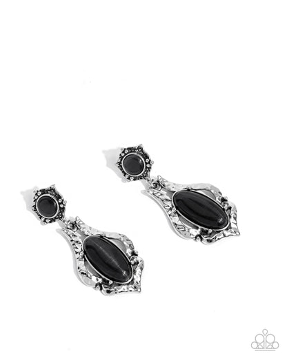 High-End Reservation - black - Paparazzi earrings