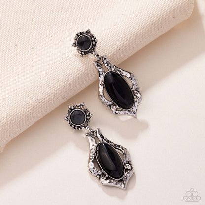 High-End Reservation - black - Paparazzi earrings