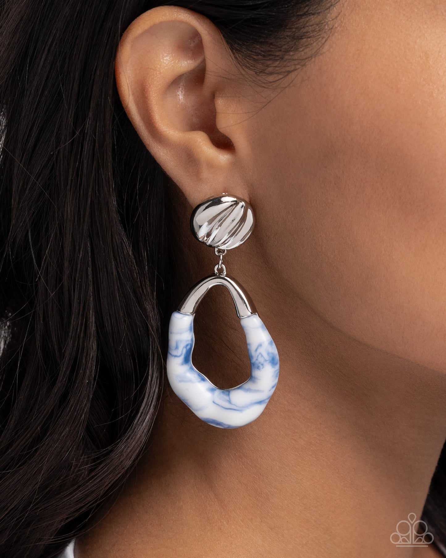 High-Sheen Swirls - blue - Paparazzi earrings