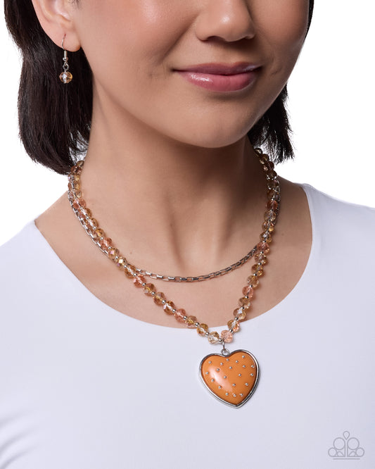 High School Romance - orange - Paparazzi necklace