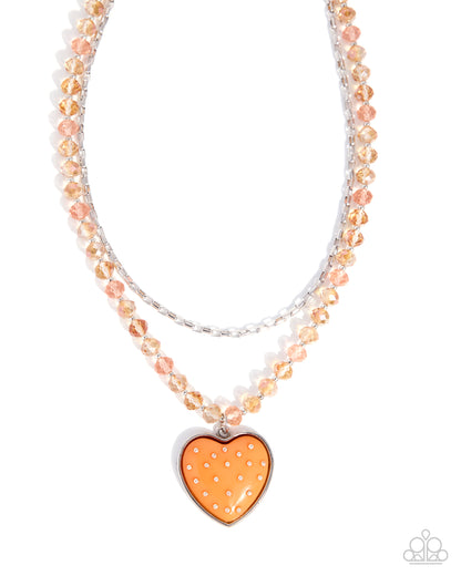 High School Romance - orange - Paparazzi necklace