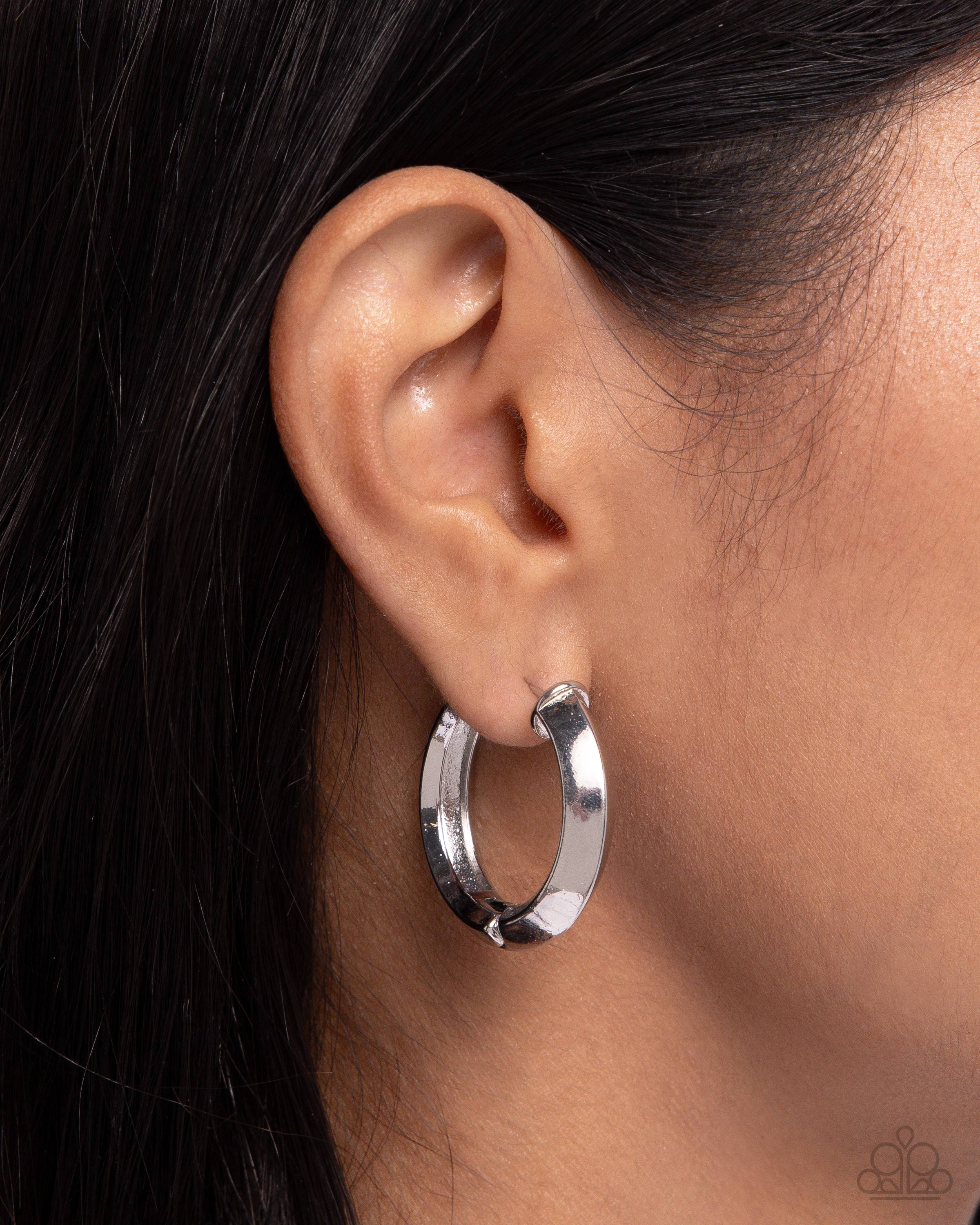 Hinged Homage - silver - Paparazzi earrings – JewelryBlingThing