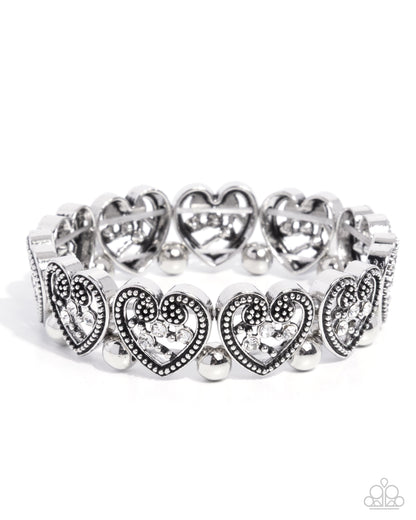Historic Heartthrob - white - Paparazzi bracelet