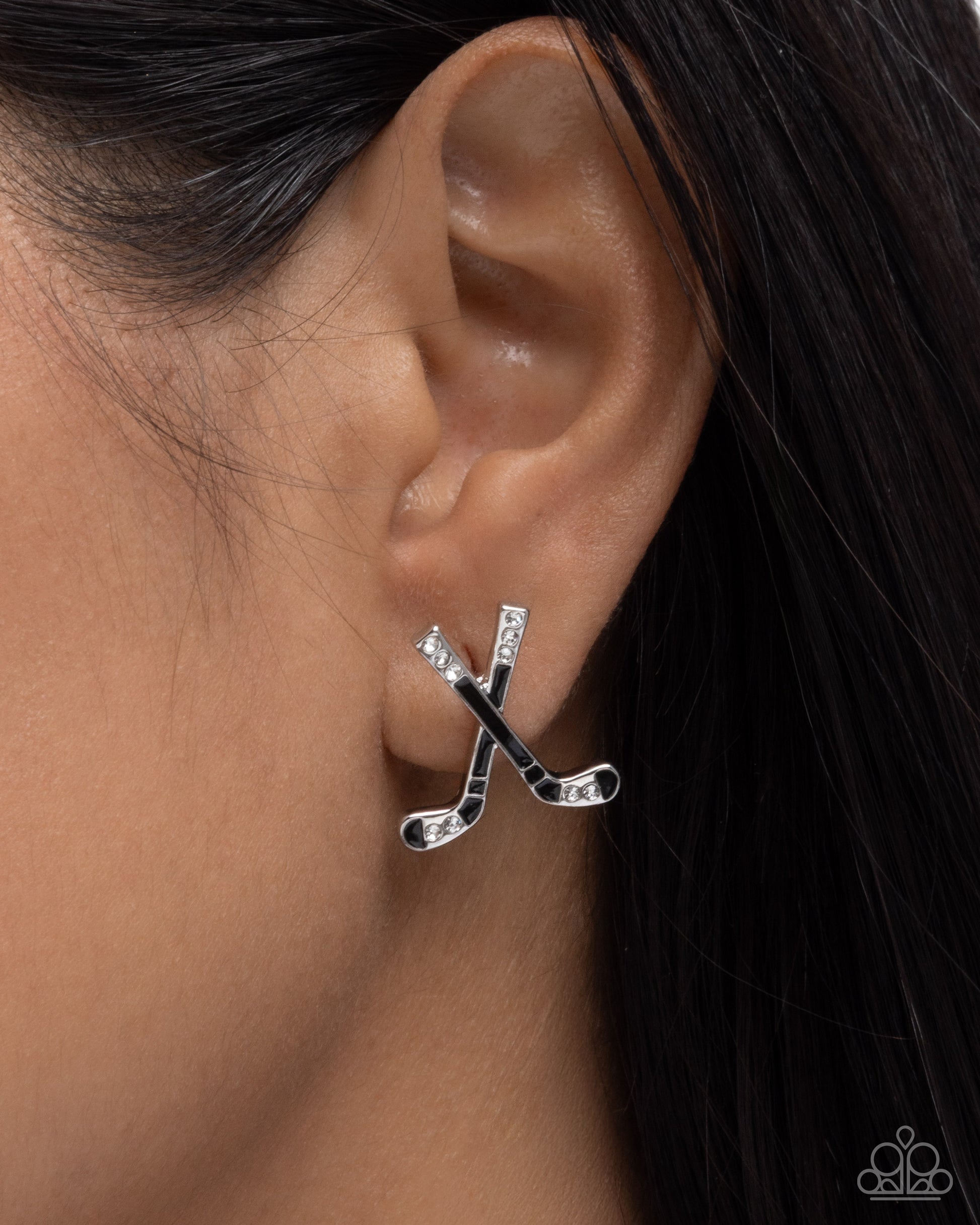 Hockey Haute - black - Paparazzi earrings