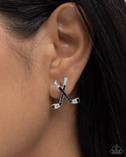 Hockey Haute - black - Paparazzi earrings