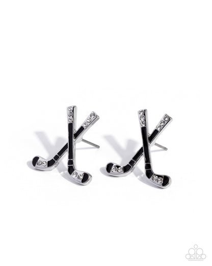 Hockey Haute - black - Paparazzi earrings