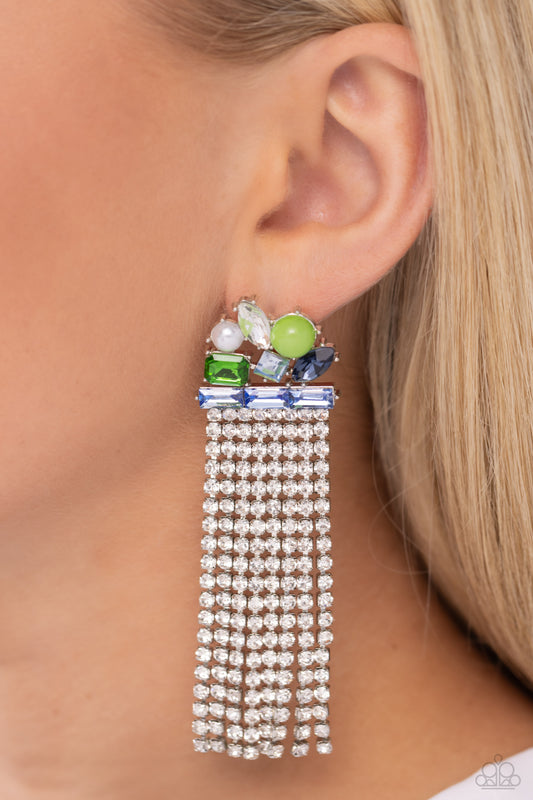 Horizontal Hallmark - blue - Paparazzi earrings