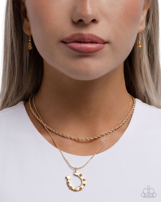 Horseshoe Haven - yellow - Paparazzi necklace