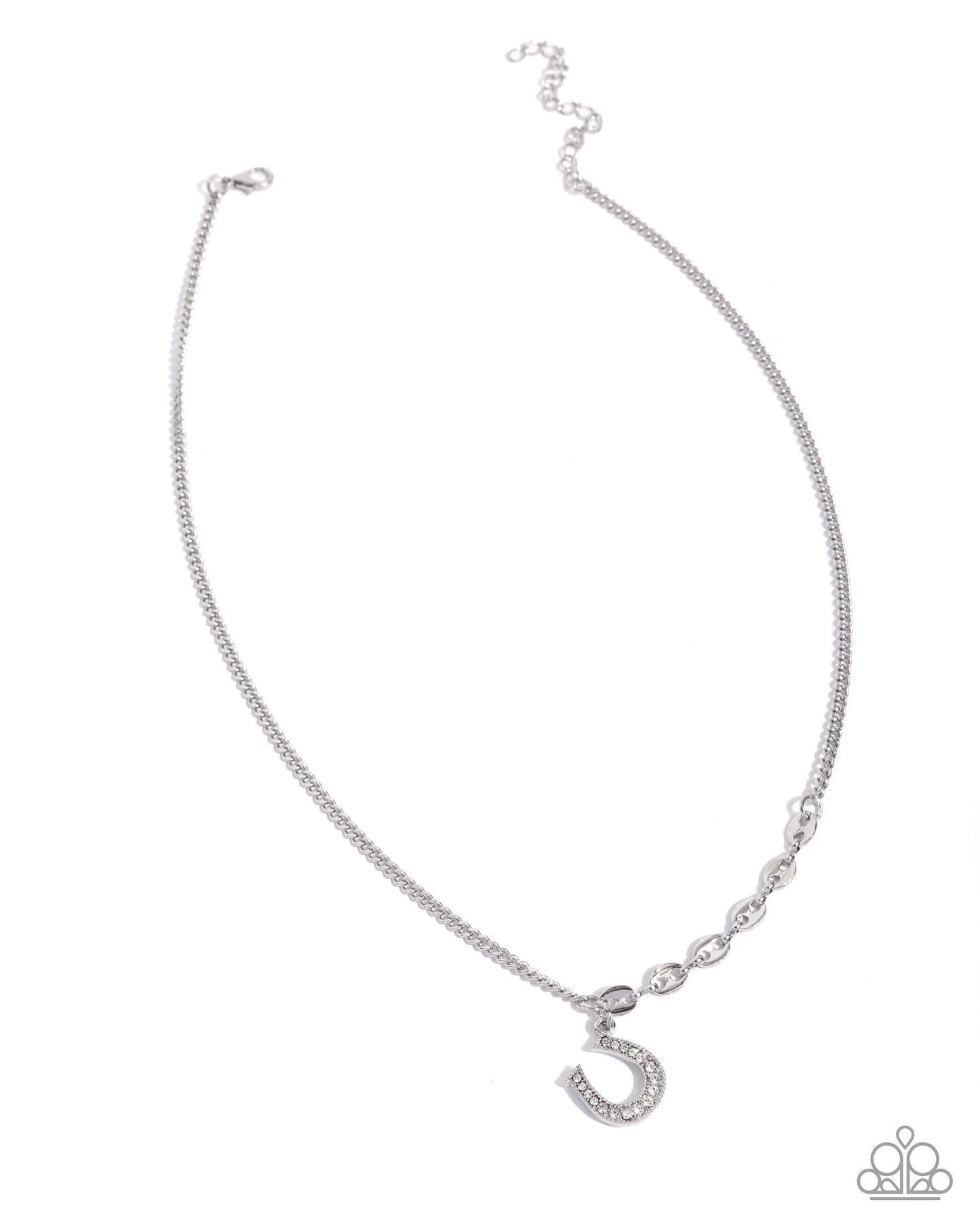 Horseshoe Headline - white - Paparazzi necklace
