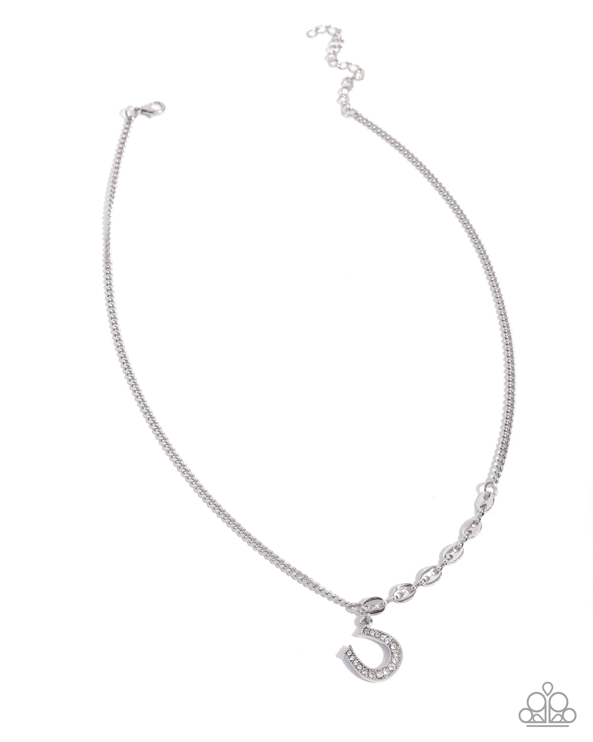Horseshoe Headline - white - Paparazzi necklace