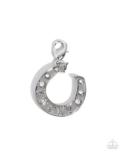 Horseshoe Hold - white - Paparazzi charm bracelet