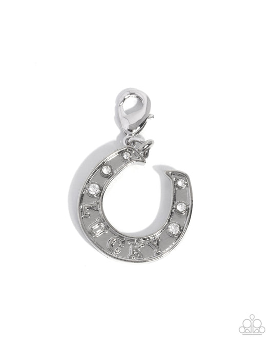 Horseshoe Hold - white - Paparazzi charm bracelet