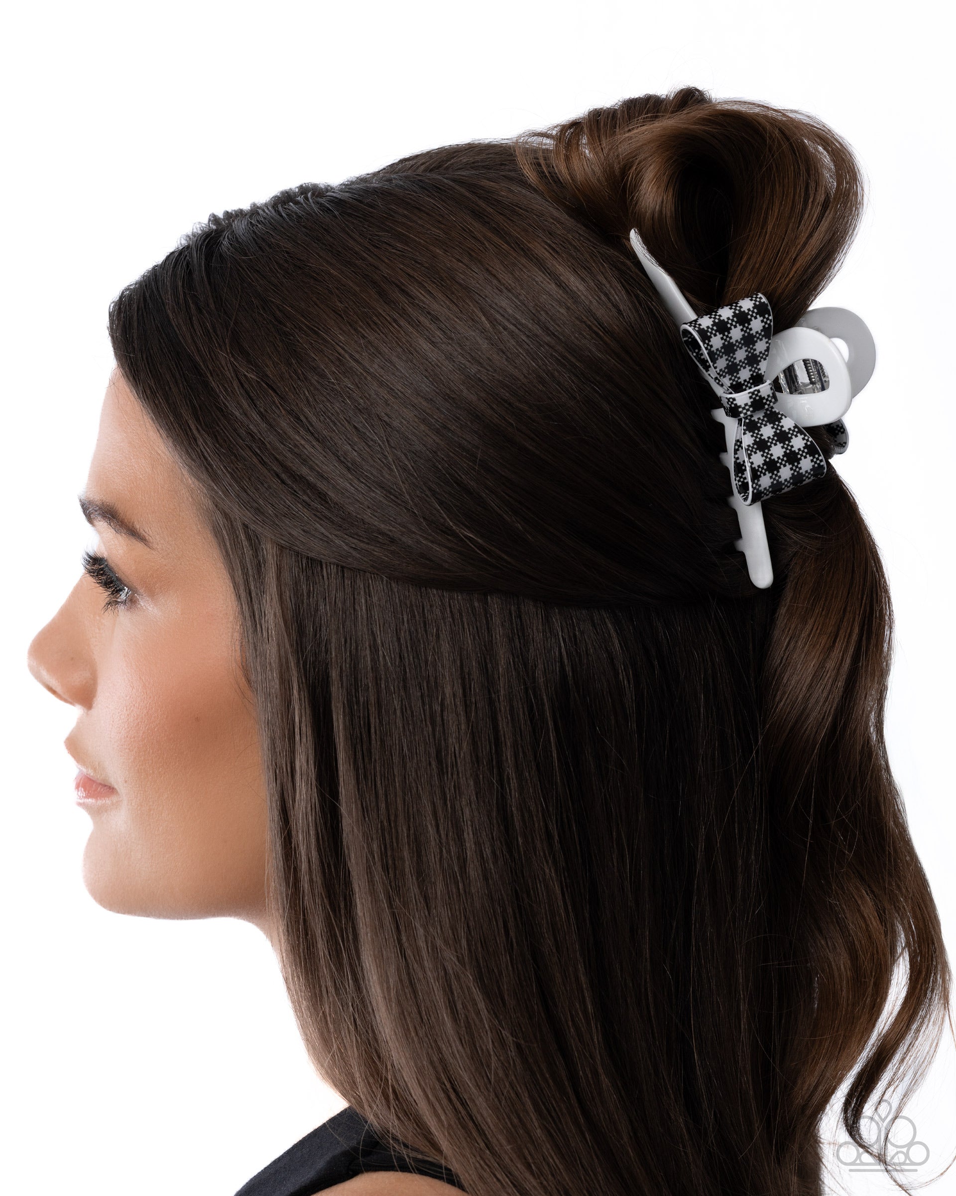 Houndstooth Hallmark - white - Paparazzi hair clip