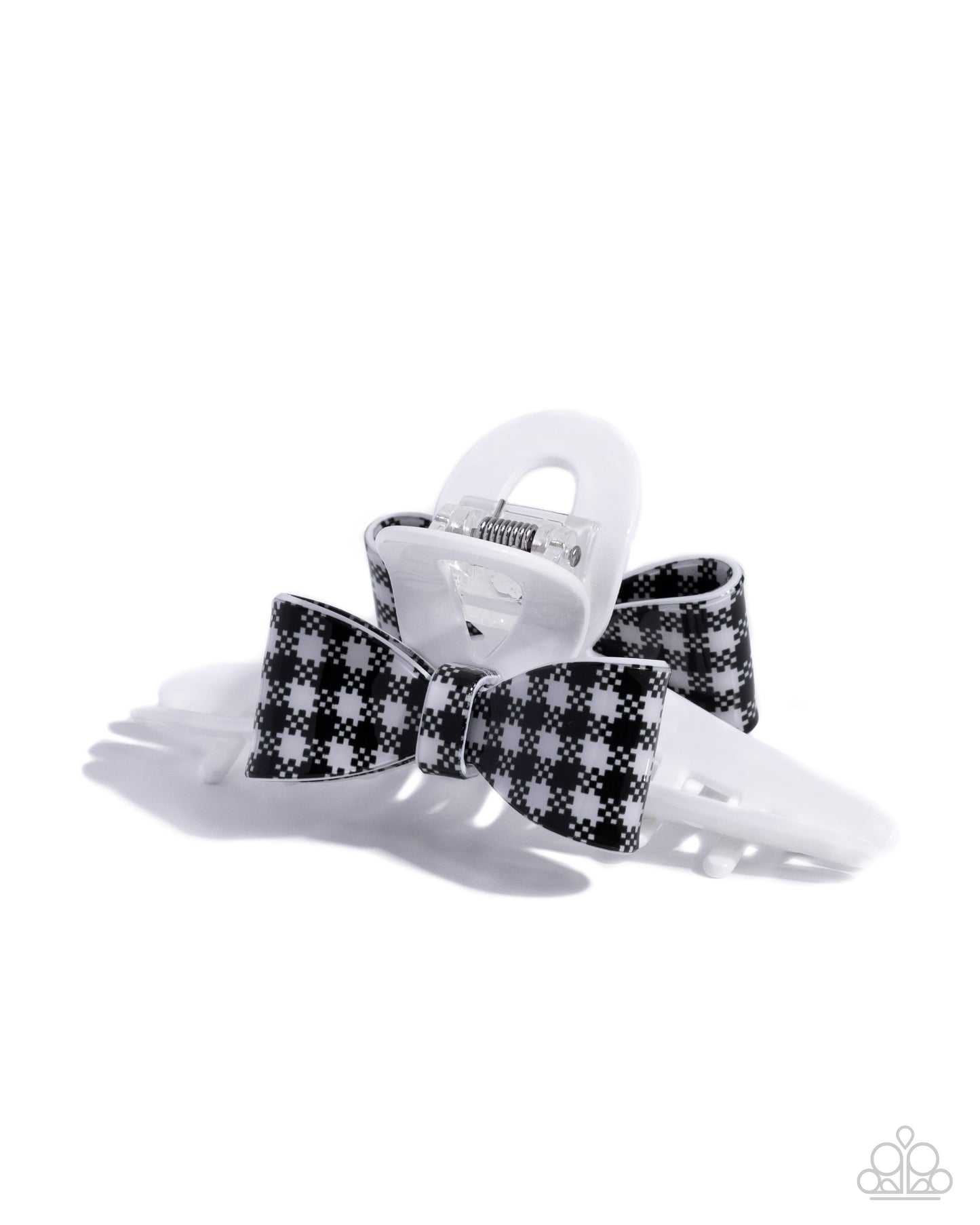 Houndstooth Hallmark - white - Paparazzi hair clip