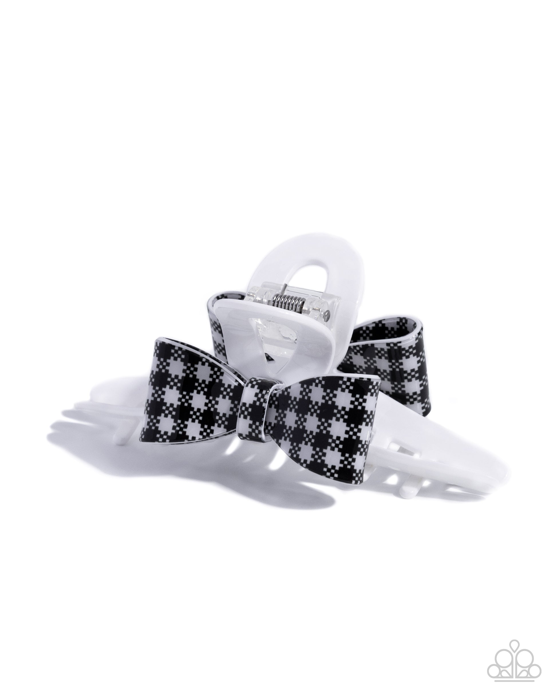 Houndstooth Hallmark - white - Paparazzi hair clip