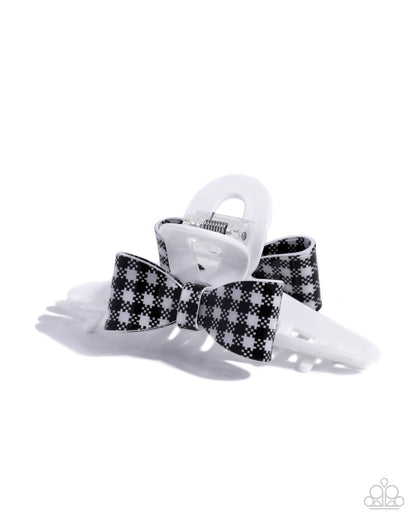 Houndstooth Hallmark - white - Paparazzi hair clip