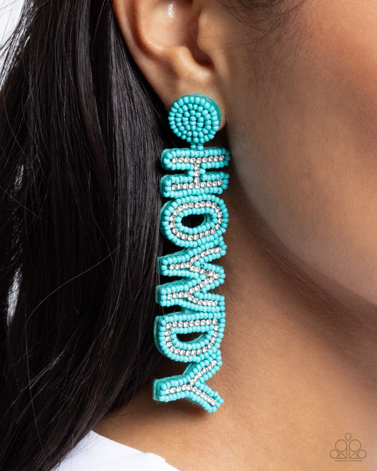 Howdy Headline - blue - Paparazzi earrings