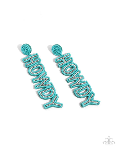 Howdy Headline - blue - Paparazzi earrings