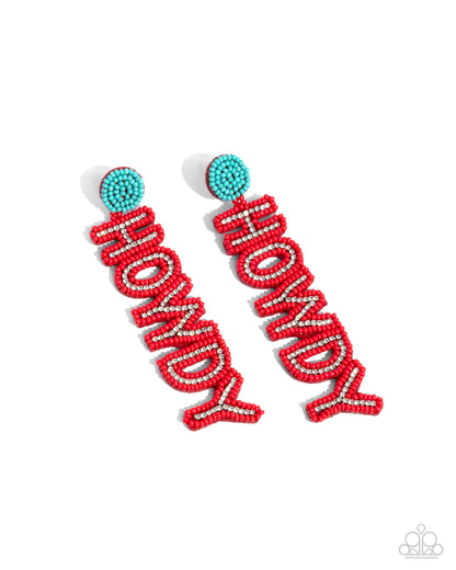 Howdy Headline - red - Paparazi earrings