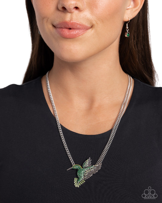 Hummingbird Headline - green - Paparazzi necklace