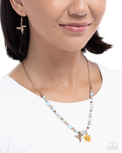 Hummingbird History - blue - Paparazzi necklace