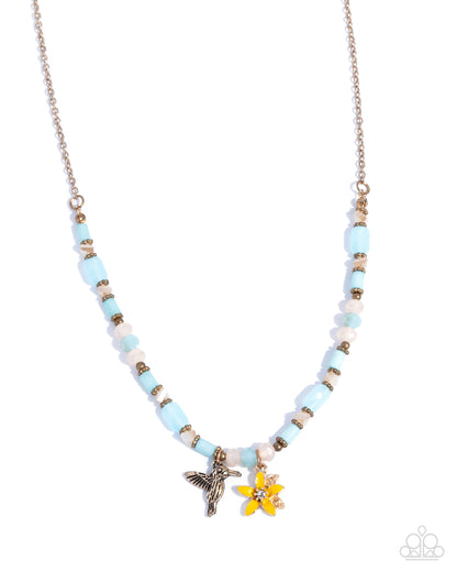 Hummingbird History - blue - Paparazzi necklace