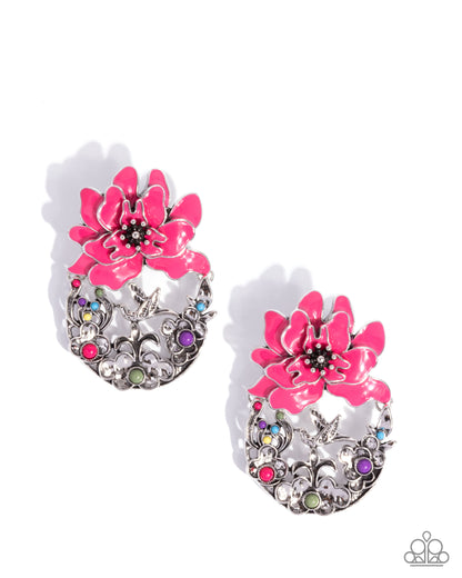 Hummingbird Homecoming - pink - Paparazzi earrings