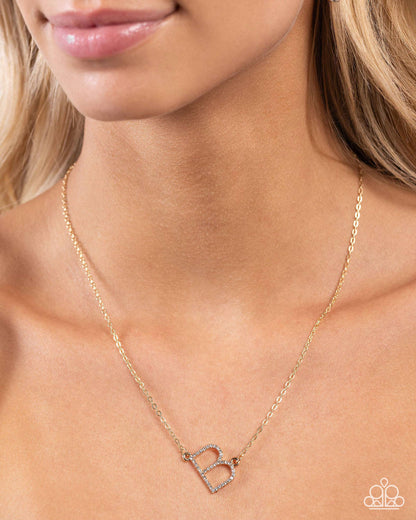 INITIALLY Yours - B - gold - Paparazzi necklace