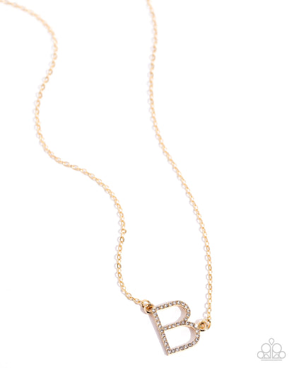 INITIALLY Yours - B - gold - Paparazzi necklace