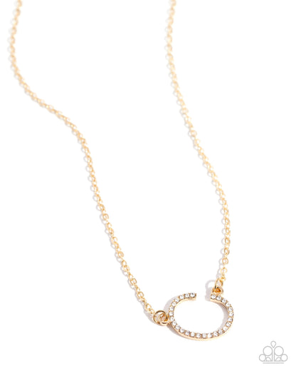 INITIALLY Yours - C - gold - Paparazzi necklace