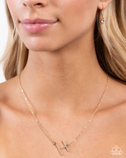 INITIALLY Yours - H - gold - Paparazzi necklace