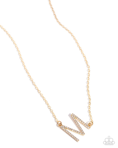 INITIALLY Yours - M - gold - Paparazzi necklace