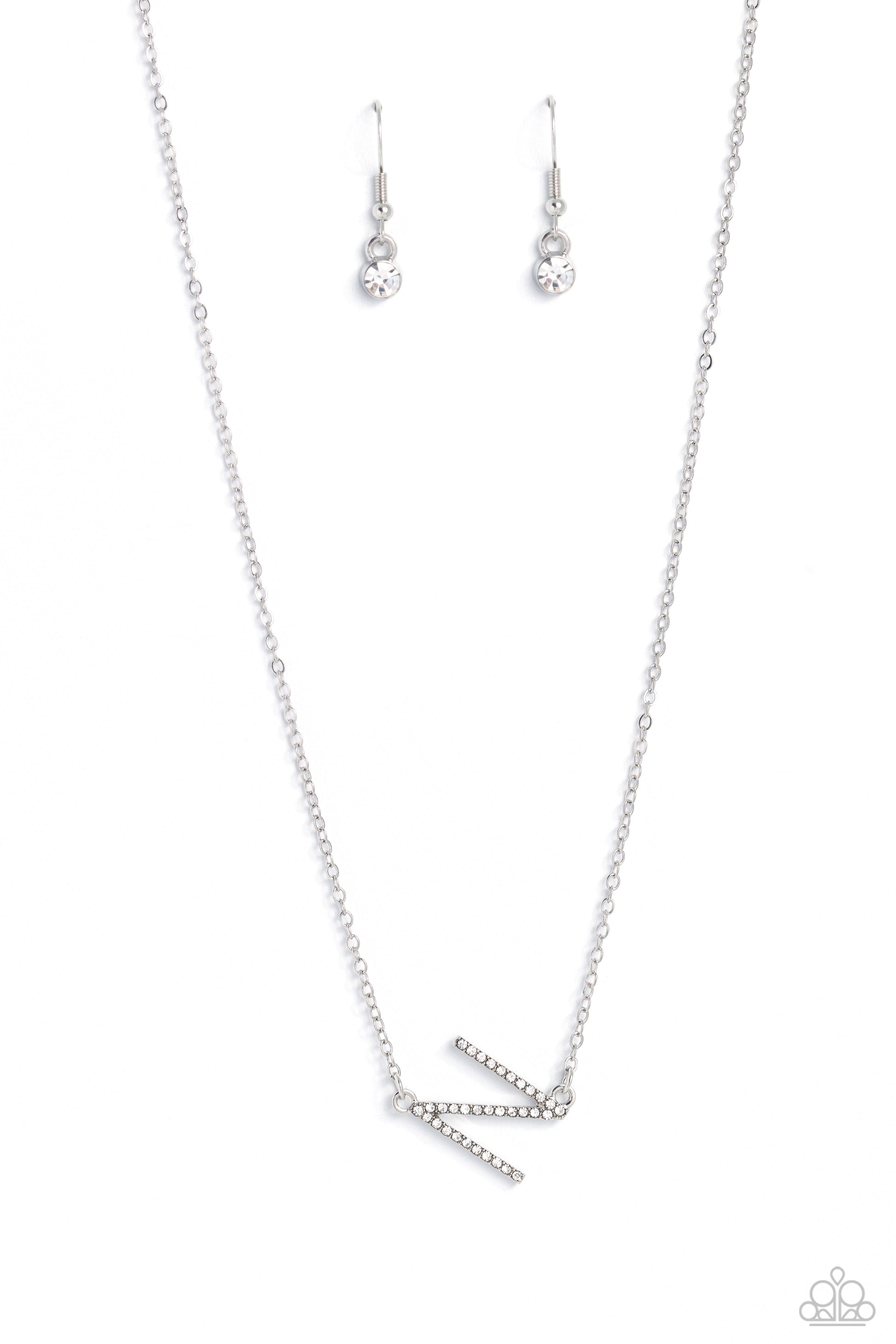 INITIALLY Yours - N - white - Paparazzi necklace