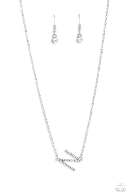 INITIALLY Yours - N - white - Paparazzi necklace
