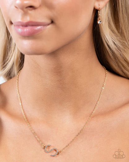 INITIALLY Yours - S - gold - Paparazzi necklace