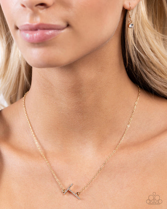 INITIALLY Yours - T - gold - Paparazzi necklace