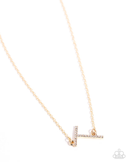 INITIALLY Yours - T - gold - Paparazzi necklace