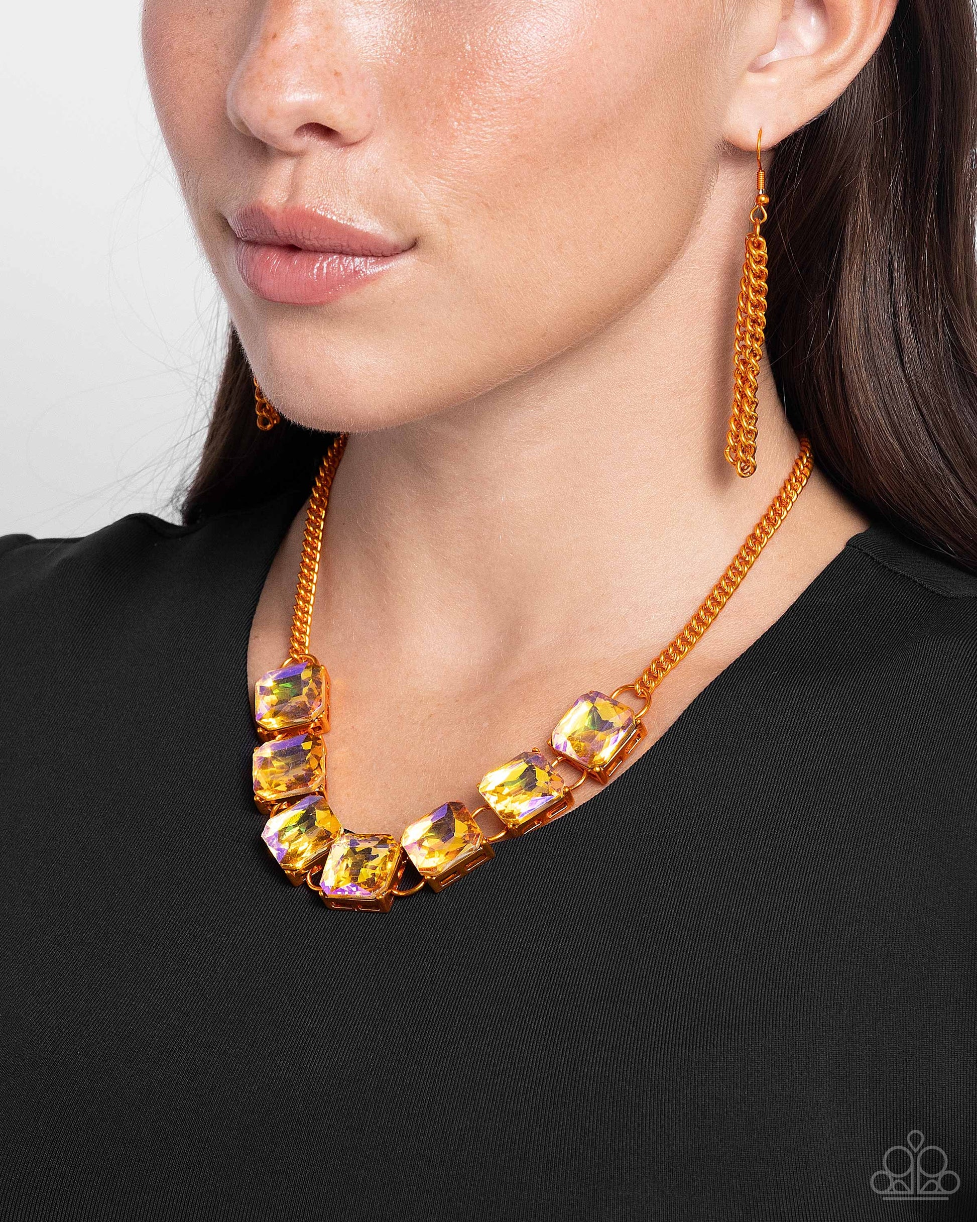 I SQUARE to Secrecy - orange - Paparazzi necklace