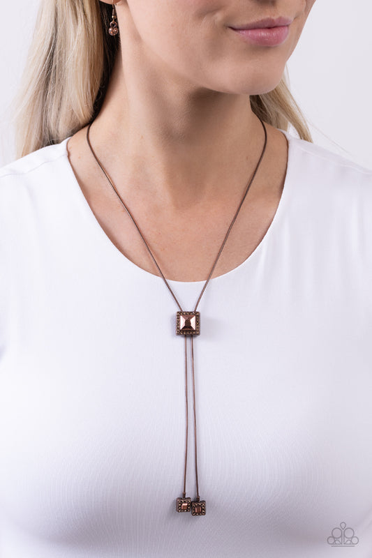 I Solemnly SQUARE - copper - Paparazzi necklace