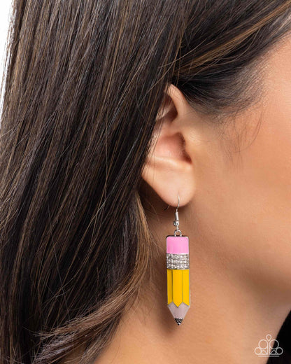 Iconic Institution - yellow - Paparazzi earrings